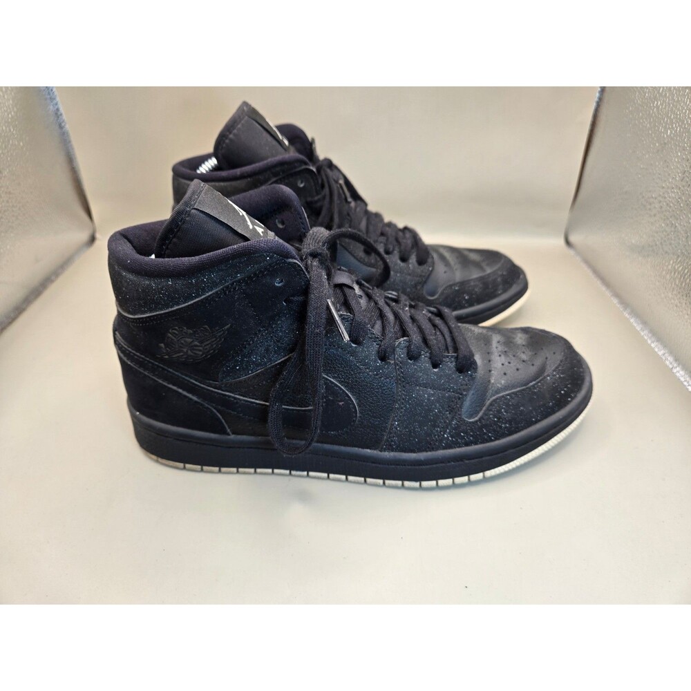 Air Jordan 1 Mid Shoes Women's 8.5 Black Glitter Athletic Lifestyle OG Sneakers